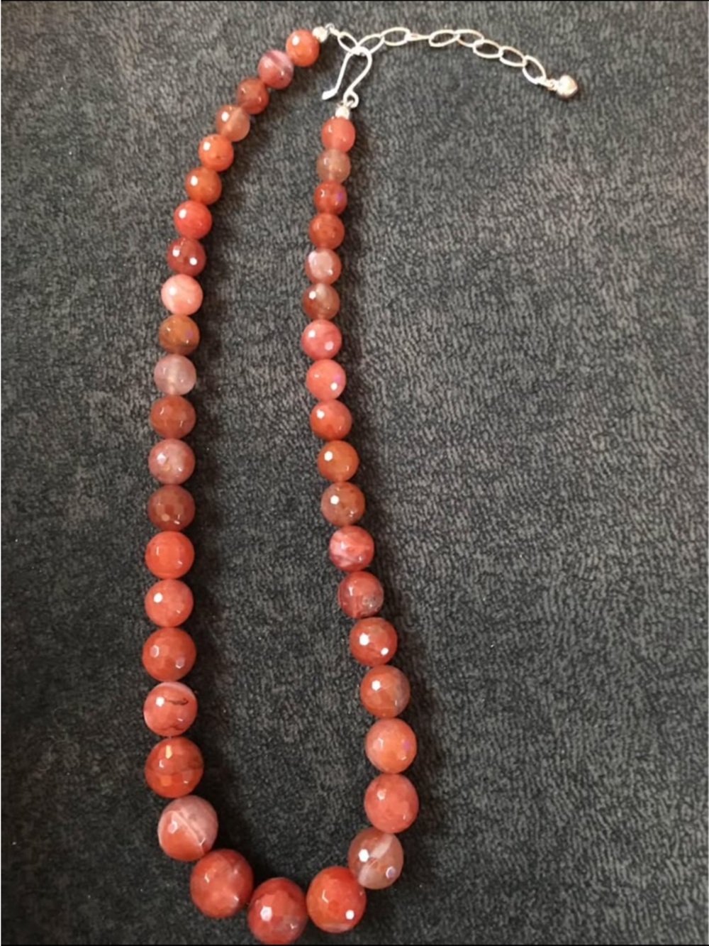 Find Minds by Jay King Orange Agate Natural Gemstone Necklace w/ .925 clasp.